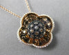 ESTATE LARGE 1.25CT DIAMOND 4 LEAF CLOVER 14K BLACK & ROSE GOLD FLOATING PENDANT