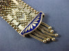 ANTIQUE LARGE AAA BLUE ENAMEL 14KT YELLOW GOLD 3D CLASSIC TASSEL BRACELET  #2169