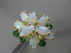 ANTIQUE LARGE 2.60CT AAA OPAL & EMERALD 14KT YELLOW GOLD CLUSTER RING #22660