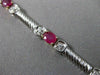 ANTIQUE WIDE 2.80CT DIAMOND & AAA RUBY 14KT TWO TONE GOLD TENNIS BRACELET #1456