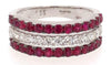 1.81CT DIAMOND & AAA RUBY 18KT WHITE GOLD 3 ROW SEMI ETERNITY ANNIVERSARY RING