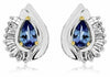 ESTATE 1.30CT DIAMOND & AAA TANZANITE 14KT WHITE GOLD CLASSIC TEAR DROP EARRINGS