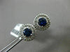ESTATE LARGE 2.80CT DIAMOND & AAA SAPPHIRE 14KT WHITE GOLD ROUND HALO EARRINGS