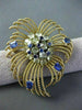 ANTIQUE LARGE OLD MINE DIAMOND & SAPPHIRE 18K YELLOW GOLD PIN / PENDANT #20615