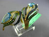 ESTATE LARGE 6.07CT DIAMOND & AAA MULTI GEM 18KT YELLOW GOLD 3D DOUBLE LEAF RING