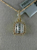 ESTATE .49CT DIAMOND 18KT ROSE GOLD 3D ROUND & BAGUETTE HALO CLUSTER PENDANT