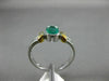 ESTATE .83CT DIAMOND & EMERALD 14K TWO TONE GOLD OVAL SEMI BEZEL ENGAGEMENT RING