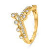 .36CT DIAMOND 14K YELLOW GOLD ROUND BEZEL & PRONG 2 ROW CRISS CROSS LOVE RING