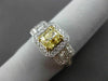 ESTATE 2.13CT GIA FANCY YELLOW DIAMOND 18K TWO TONE GOLD 3 STONE ENGAGEMENT RING