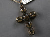 7.87CT BLACK DIAMOND & AAA SMOKY TOPAZ 14KT ROSE GOLD 3D FILIGREE CROSS PENDANT