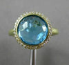 ESTATE 3.90CT ROUND DIAMOND & AAA BLUE TOPAZ 18KT YELLOW GOLD 3D ROUND HALO RING