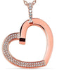 ESTATE .34CT DIAMOND 18KT ROSE GOLD 3D CLASSIC OPEN HEART LOVE FLOATING PENDANT