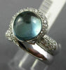 ESTATE WIDE 2.50CT DIAMOND & CABOCHON BLUE TOPAZ 18KT WHITE GOLD LOVE KNOT RING