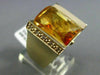 ESTATE MASSIVE 8.99CT DIAMOND & CITRINE & RUBY 14K YELLOW GOLD SQUARE FUN RING