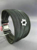WIDE .10CT DIAMOND & AAA ENAMEL 18K WHITE GOLD & STAINLESS STEEL BANGLE BRACELET