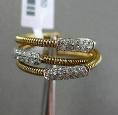 ESTATE .32CT DIAMOND 18KT WHITE & YELLOW GOLD 3D 3 ROW CRISS CROSS FLEXIBLE RING