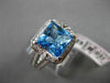 ESTATE WIDE 3.5CTW DIAMOND & AAA EXTRA FACET BLUE TOPAZ 14K WHITE GOLD HALO RING