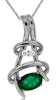 .47CT DIAMOND & AAA EMERALD 14KT WHITE GOLD 3D OVAL & ROUND FUN FLOATING PENDANT