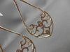 ESTATE LARGE 1.33CT DIAMOND 14KT ROSE GOLD 3D FILIGREE MILGRAIN HANGING EARRINGS