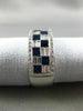 ESTATE WIDE 1.85CT DIAMOND & SAPPHIRE 18K WHITE GOLD 3D WEDDING ANNIVERSARY RING