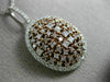 ESTATE LARGE 2.01CT WHITE & PINK DIAMOND 18K 2 TONE GOLD 3D CLUSTER OVAL PENDANT