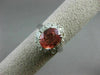 LARGE AGL CERTIFIED 4.34CT DIAMOND & ORANGE SAPPHIRE 14K WHITE GOLD 3D OVAL RING