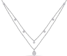 .67CT DIAMOND 14KT WHITE GOLD DOUBLE STRAND TEAR DROP BY THE YARD LOVE NECKLACE