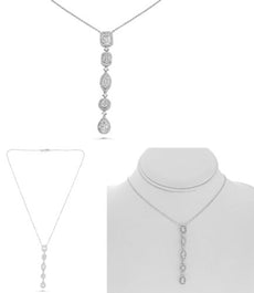 1.18CT DIAMOND 14K WHITE GOLD 3D ROUND & BAGUETTE INVISIBLE MULTI SHAPE NECKLACE
