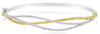 WIDE .50CT DIAMOND 18KT TWO TONE GOLD 3D BAMBOO LEAF CRISS CROSS BANGLE BRACELET