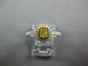 .82CT WHITE & FANCY YELLOW DIAMOND 18K 2 TONE GOLD CUSHION BEZEL ENGAGEMENT RING