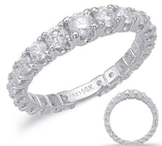 1.46CT DIAMOND 14K WHITE GOLD CLASSIC GRADUATING 3/4TH ETERNITY ANNIVERSARY RING