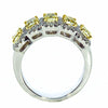 1.71CT WHITE & FANCY YELLOW DIAMOND 18KT 2 TONE GOLD 3D CUSHION ANNIVERSARY RING