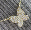 ESTATE .21CT DIAMOND 14KT YELLOW GOLD 3D CLASSIC BUTTERFLY LOVE NECKLACE