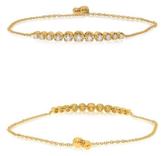 .39CT DIAMOND 14K YELLOW GOLD 3D ROUND GRADUATING ADJUSTABLE FUN TENNIS BRACELET