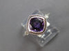 1.42CT DIAMOND & AAA AMETHYST 14KT WHITE GOLD CUSHION & ROUND FILIGREE FUN RING