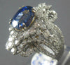 ESTATE LARGE 7CT DIAMOND & AAA SAPPHIRE 18K WHITE GOLD OVAL FLOWER COCKTAIL RING