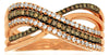 ESTATE .37CT WHITE & MOCHA DIAMOND 14KT ROSE GOLD 3D CLASSIC INFINITY LOVE RING