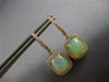 LARGE 5.7CT DIAMOND & AAA AUSTRALIAN OPAL 14K ROSE GOLD CUSHION HANGING EARRINGS