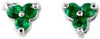 ESTATE .50CT AAA EMERALD 14KT WHITE GOLD 3D ROUND 3 STONE FLOWER STUD EARRINGS