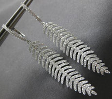 ESTATE LARGE 1.28CT DIAMOND 18KT WHITE GOLD 3D MULTI LEAF FUN HANGING EARRINGS