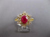 WIDE 1.50CT DIAMOND & AAA RUBY 18KT YELLOW GOLD 3D OVAL & ROUND FLOWER FUN RING