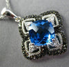 ESTATE 3.03CT DIAMOND & BLUE TOPAZ 14KT WHITE & BLACK GOLD OPEN FILIGREE PENDANT