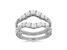 .92CT DIAMOND 14K WHITE GOLD ROUND SHARED PRONG V SHAPE WEDDING ANNIVERSARY RING
