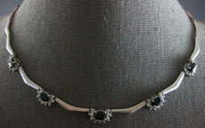 4.65CT DIAMOND & AAA SAPPHIRE 14KT WHITE GOLD MULTI FLOWER BY THE YARD NECKLACE