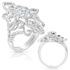 ESTATE LARGE 1.27CT DIAMOND 14K WHITE GOLD 3D OPEN FILIGREE FLOWER COCKTAIL RING