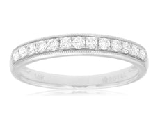 .28CT DIAMOND 14KT WHITE GOLD 3D CLASSIC ROUND CHANNEL FILIGREE ANNIVERSARY RING