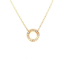 ESTATE .18CT DIAMAOND 18KT YELLOW GOLD CLASSIC CIRCLE OF LIFE FUN LOVE NECKLACE