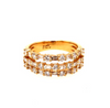 WIDE 1.16CT DIAMOND 18KT YELLOW GOLD ROUND & BAGUETTE MULTI ROW ANNIVERSARY RING
