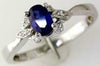 ESTATE .53CT DIAMOND & AAA SAPPHIRE 14K WHITE GOLD OVAL & ROUND FLORAL LOVE RING