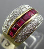 ESTATE WIDE 1.94CT DIAMOND & AAA RUBY 14K WHITE & YELLOW GOLD MULTI ROW FUN RING